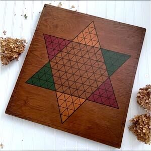 Vintage Handmade Painted Wood Sternhalma Chinese Checkers Game Board Wall Art